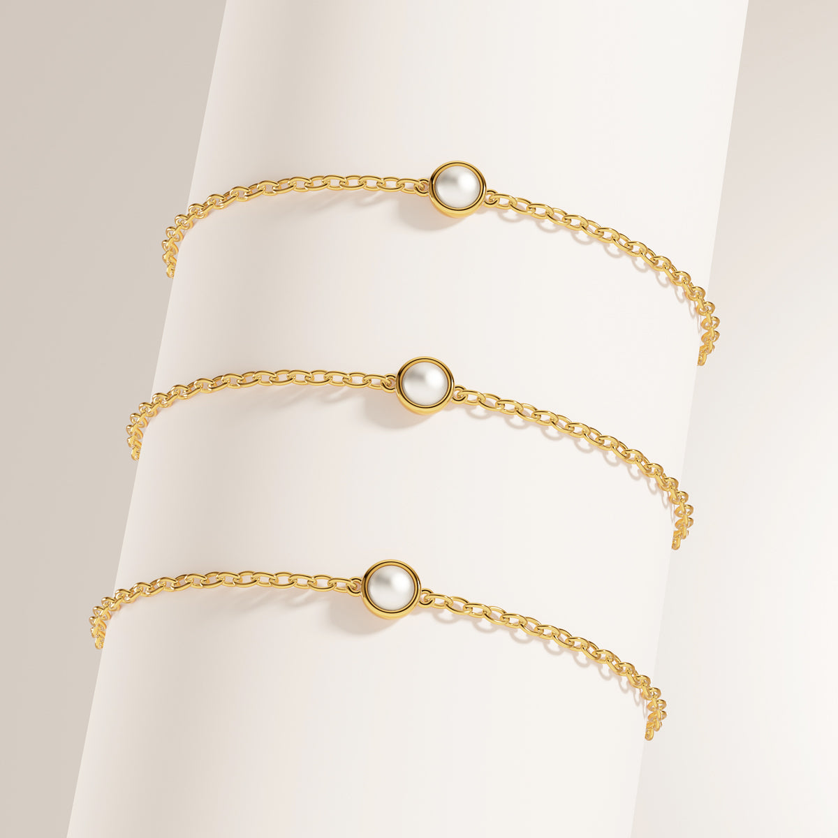Mini Pearl Bracelet Bridesmaid Gift Set (Gold)
