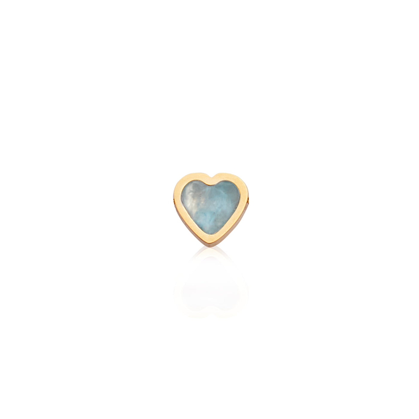 Blue Heart Stud Earrings (Gold)