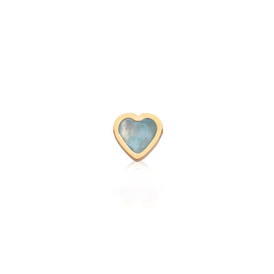 Blue Heart Stud Earrings (Gold)