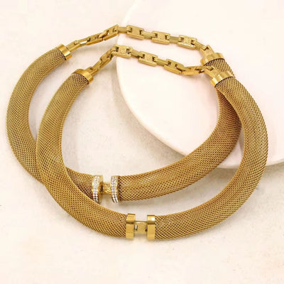 Luxury Chunky Mesh Stainless Steel Choker Necklace Fashion Women'S PVD Plated Gold Silver Color Jewelry Waterproof