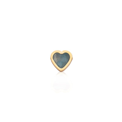 Blue Heart Stud Earrings (Gold)