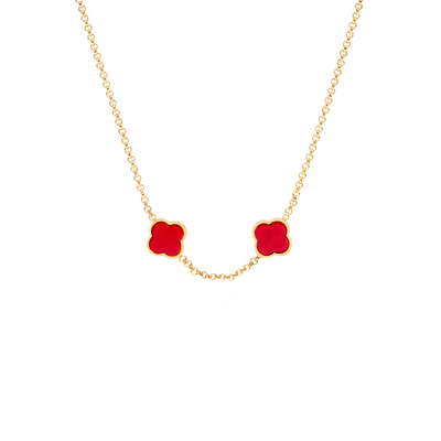 Red Custom Clover Name Necklace (Gold)
