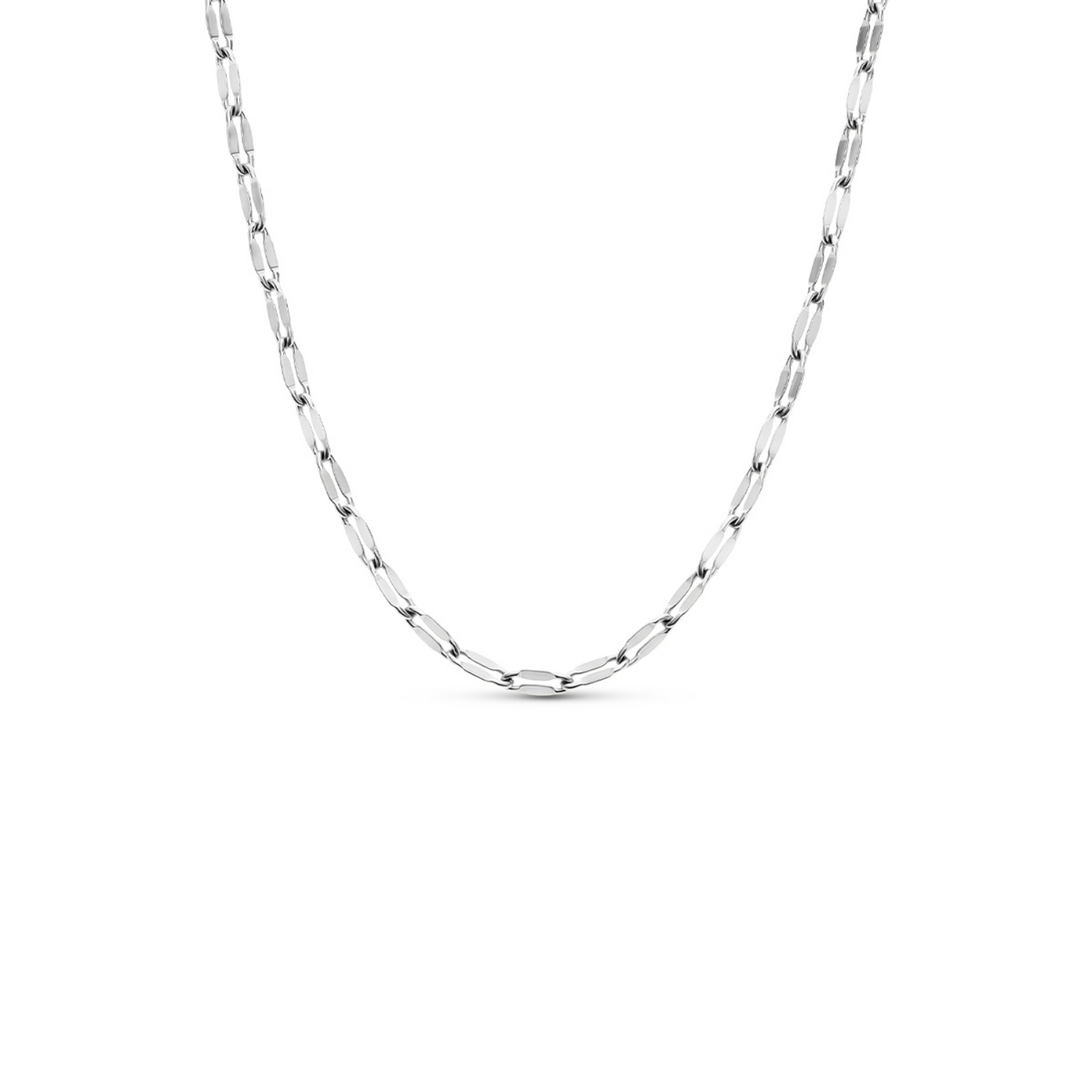 Paperclip Diamond Cut Chain Necklace (Silver)