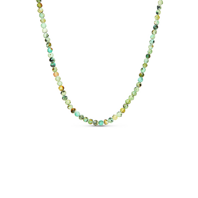 Layering Green Turquoise Beaded Necklace (Silver)