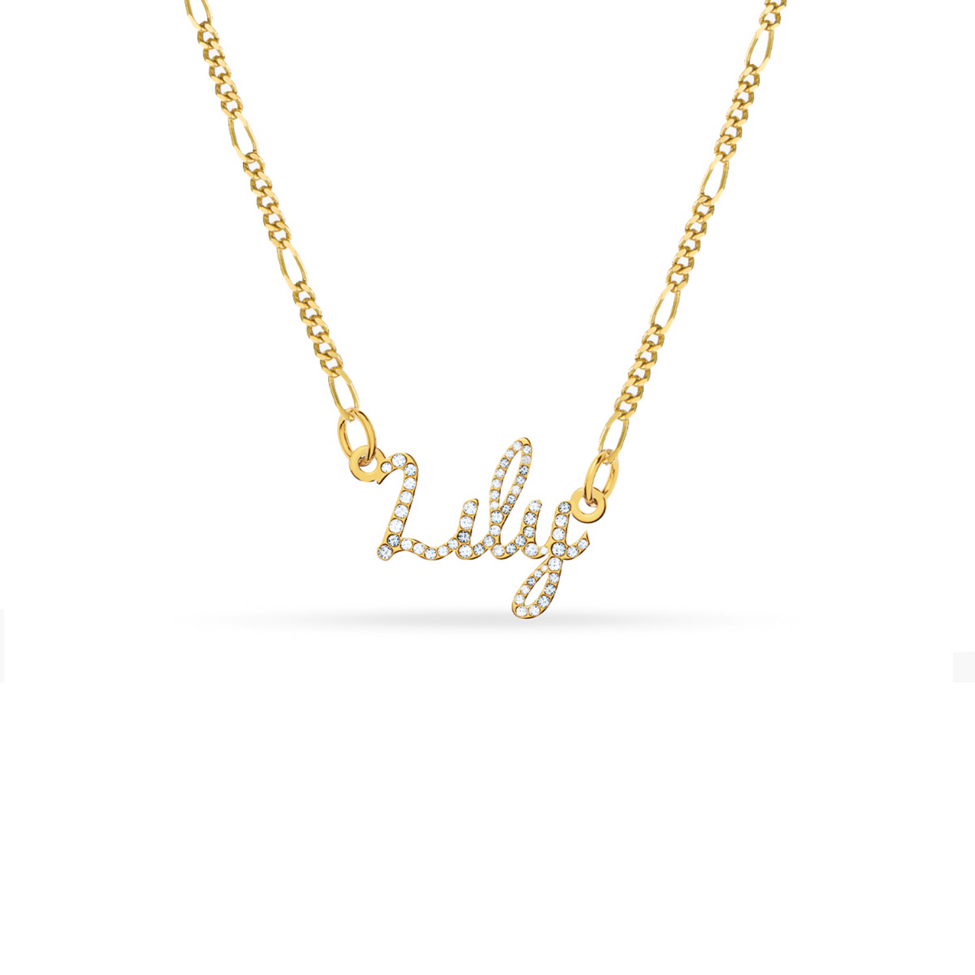 Crystal Cursive Name Necklace (Gold)