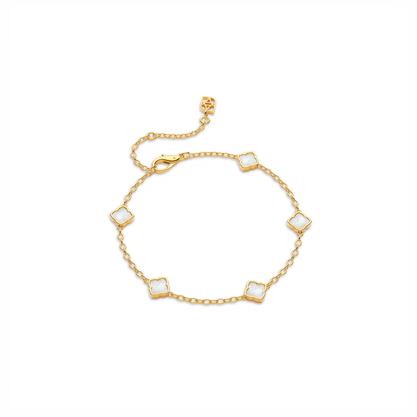 Mini Multi Pearl Clover Bracelet (Gold)