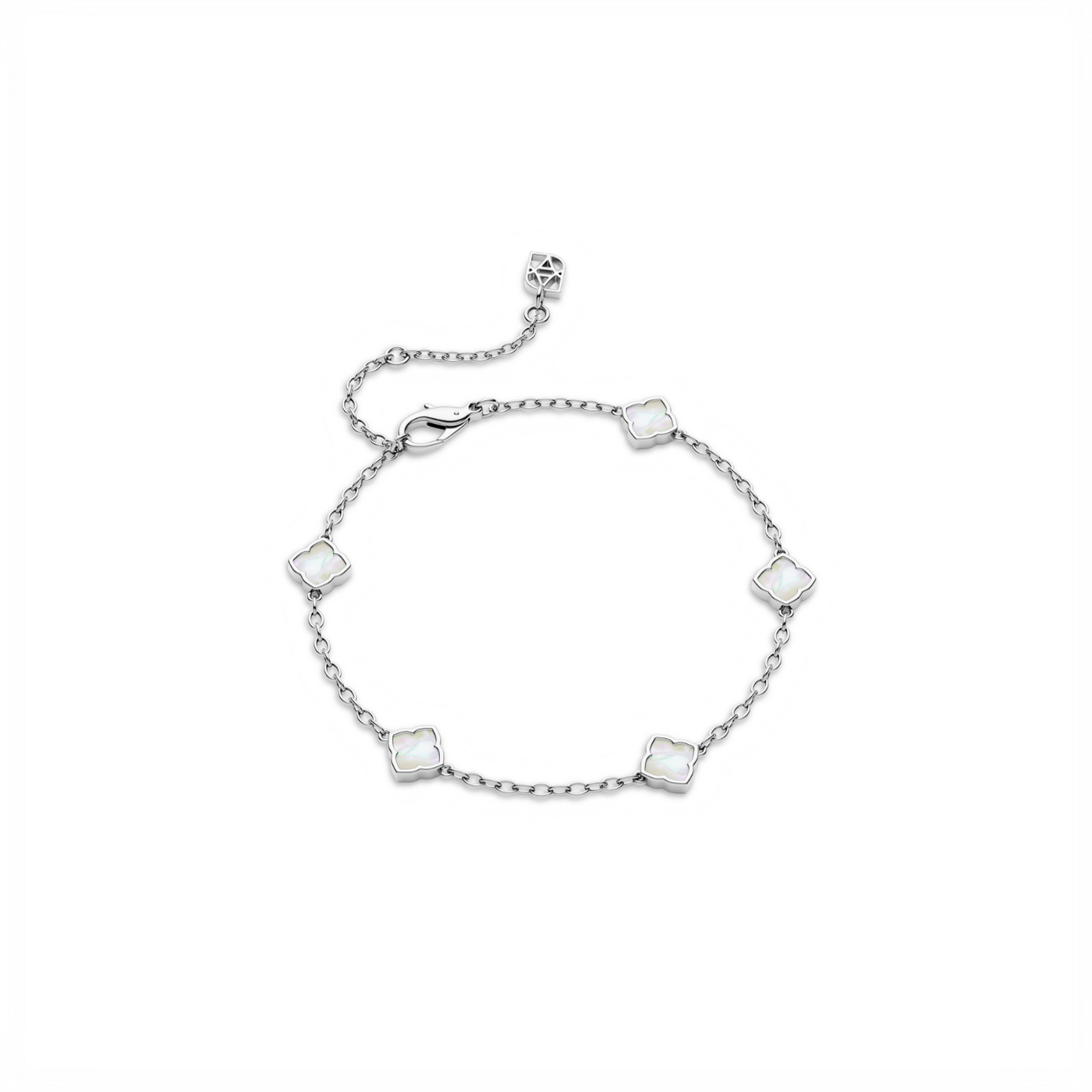Mini Multi Pearl Clover Bracelet (Silver)