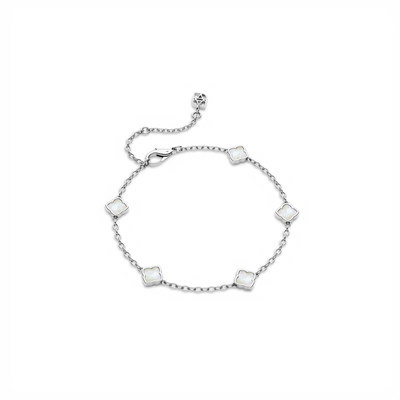 Mini Multi Pearl Clover Bracelet (Silver)