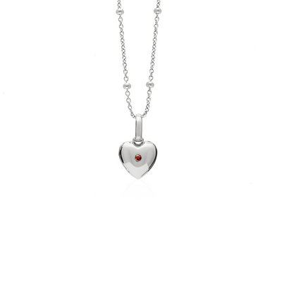 Heart Photo Locket Sphere Necklace (Silver)