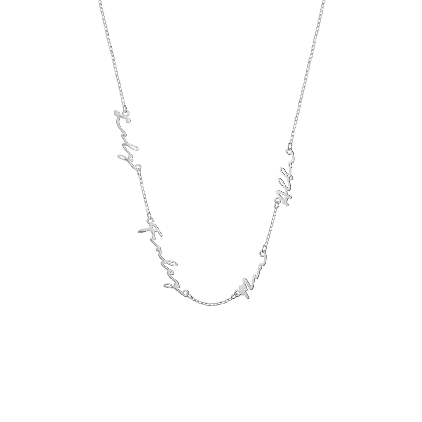 Multi Signature Name Necklace (Silver)