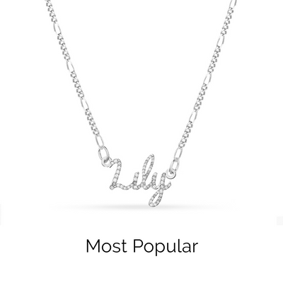 Crystal Cursive Name Necklace (Silver)