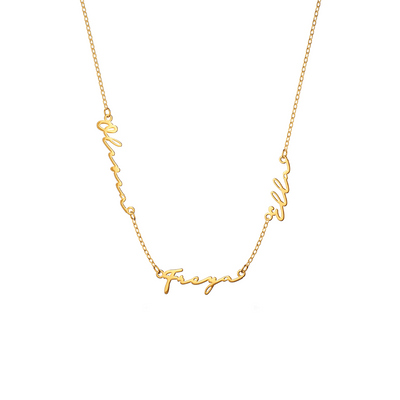 Multi Signature Name Necklace (Gold)