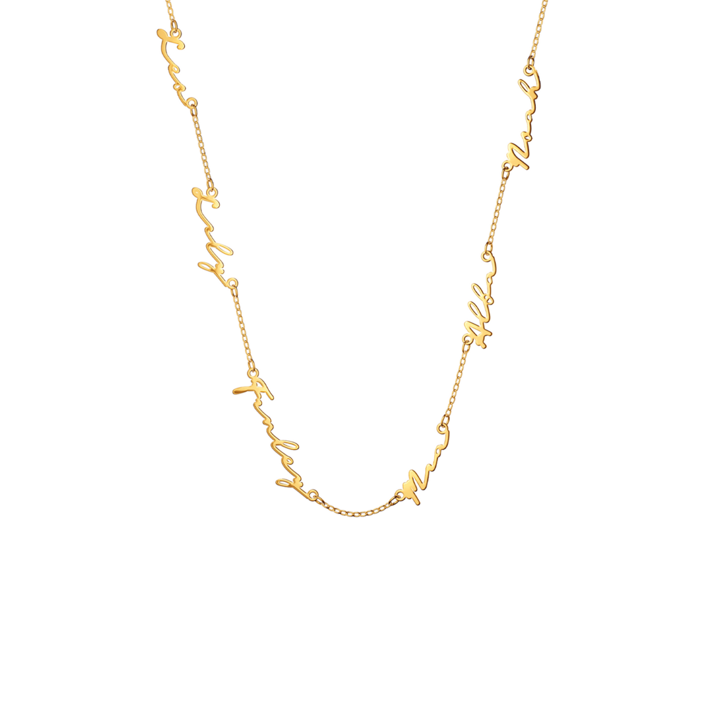 Multi Signature Name Necklace (Gold)