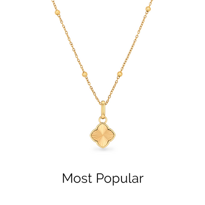 Textured Clover Necklace (Gold)