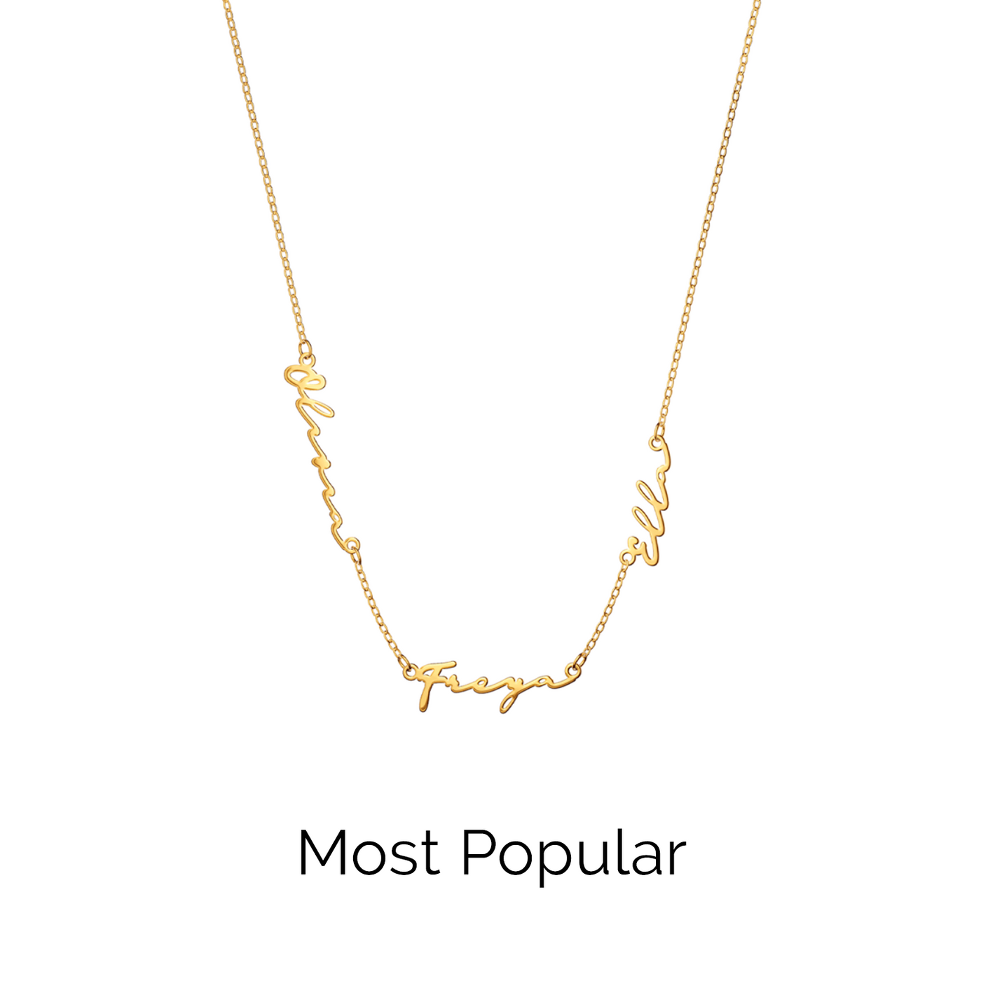 Multi Signature Name Necklace (Gold)