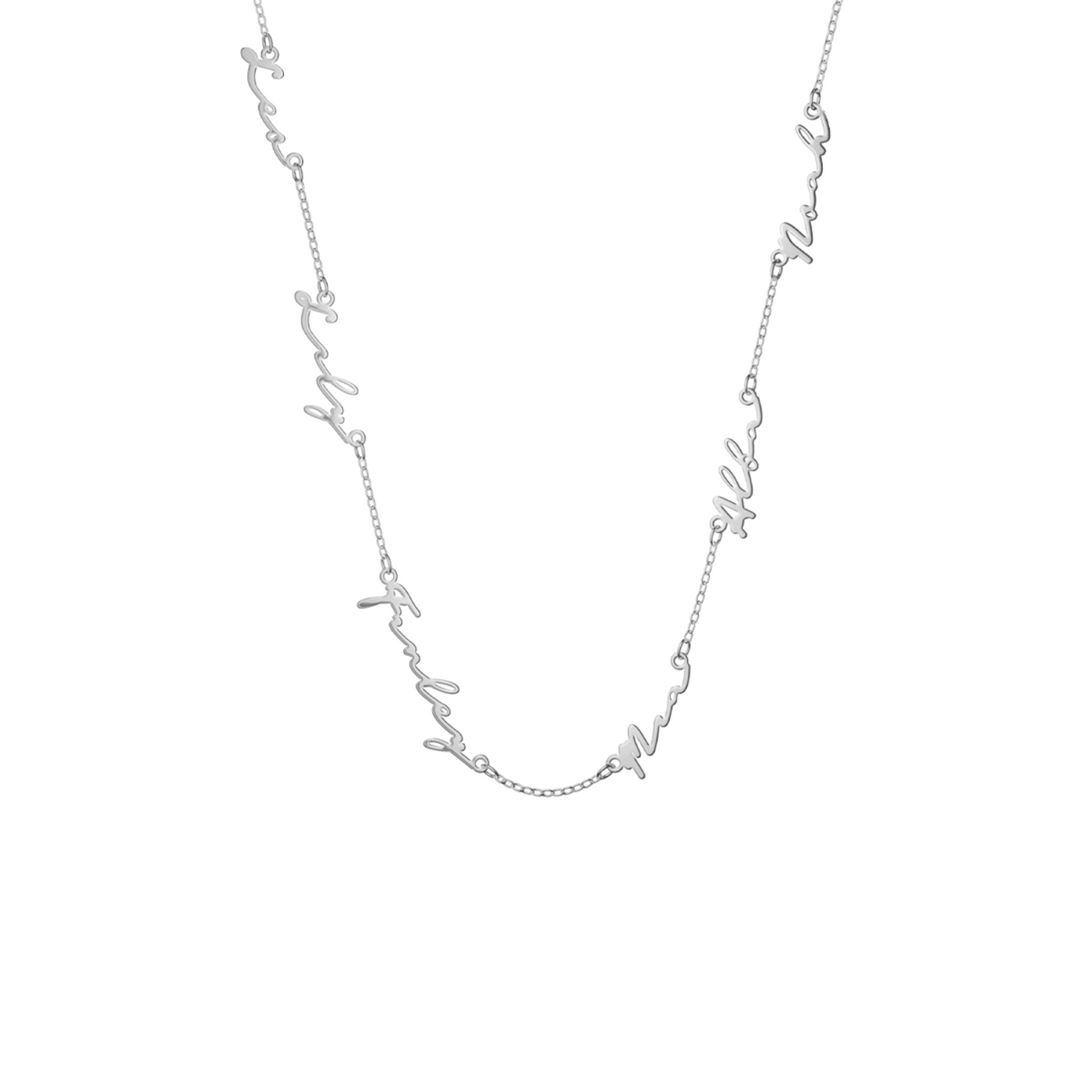 Multi Signature Name Necklace (Silver)