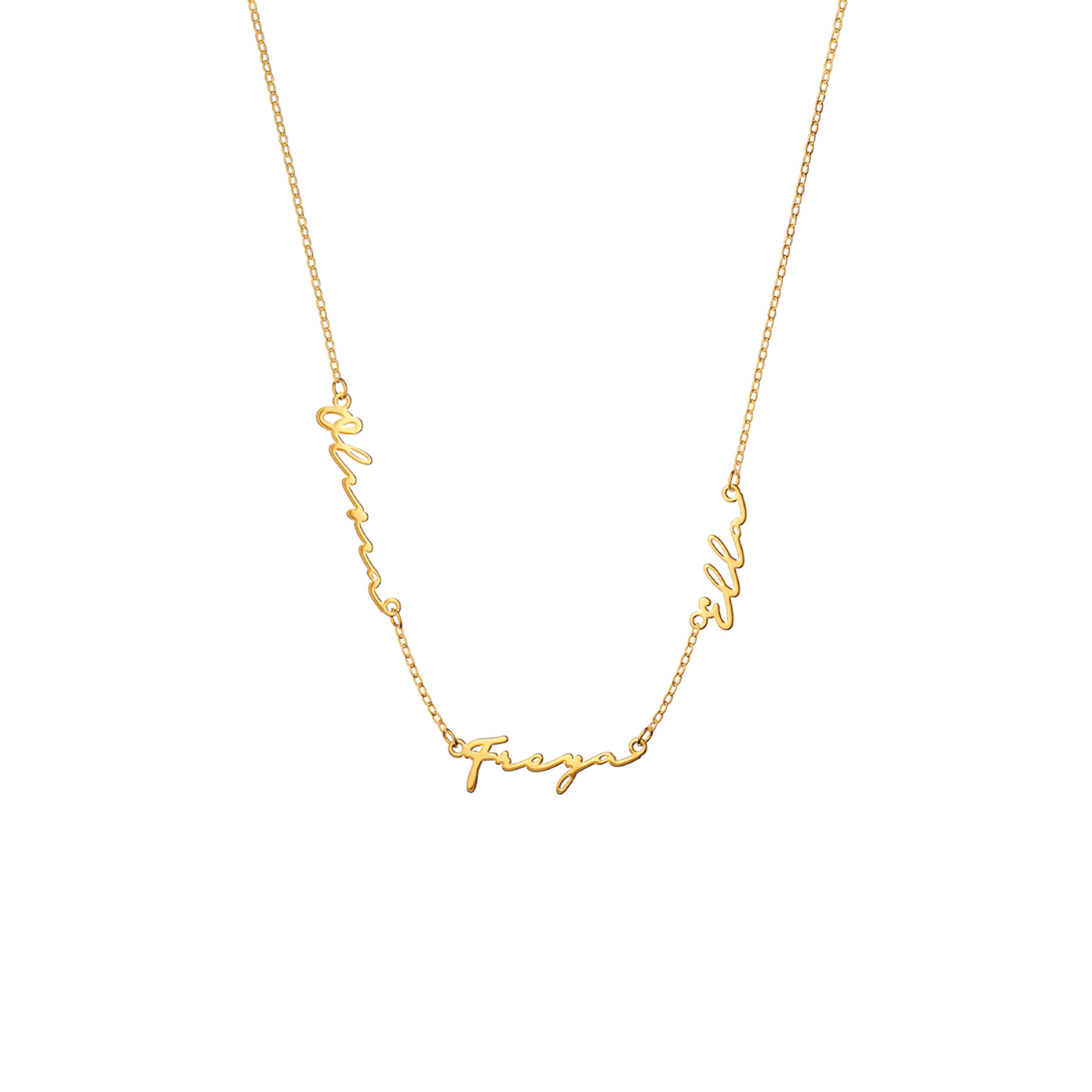 Multi Signature Name Necklace (Gold)