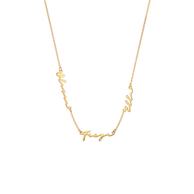Multi Signature Name Necklace (Gold)