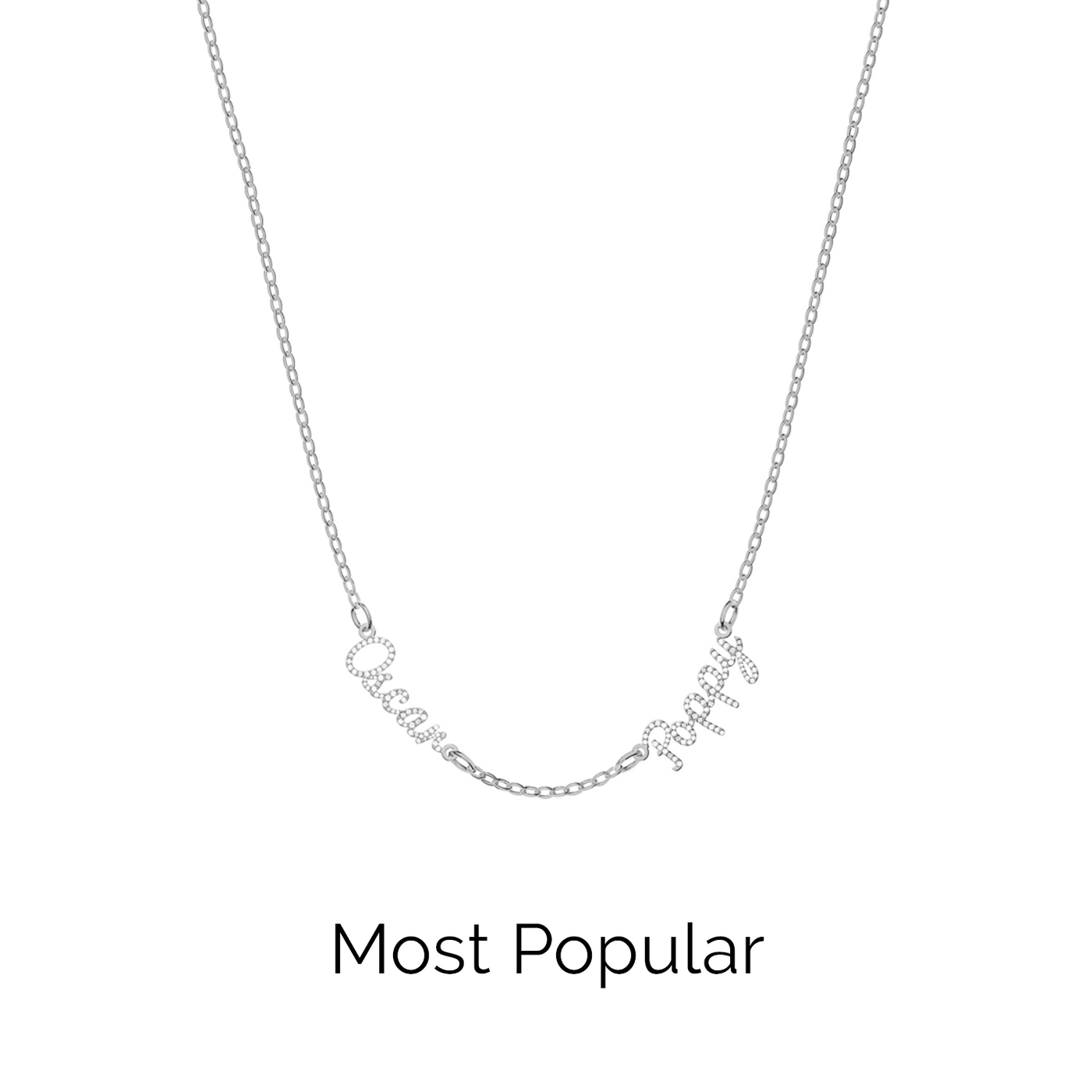 Multi Crystal Cursive Name Necklace (Silver)
