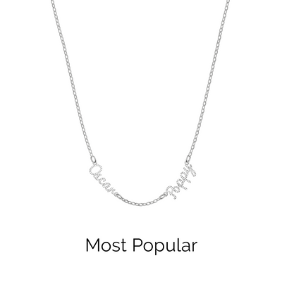 Multi Crystal Cursive Name Necklace (Silver)