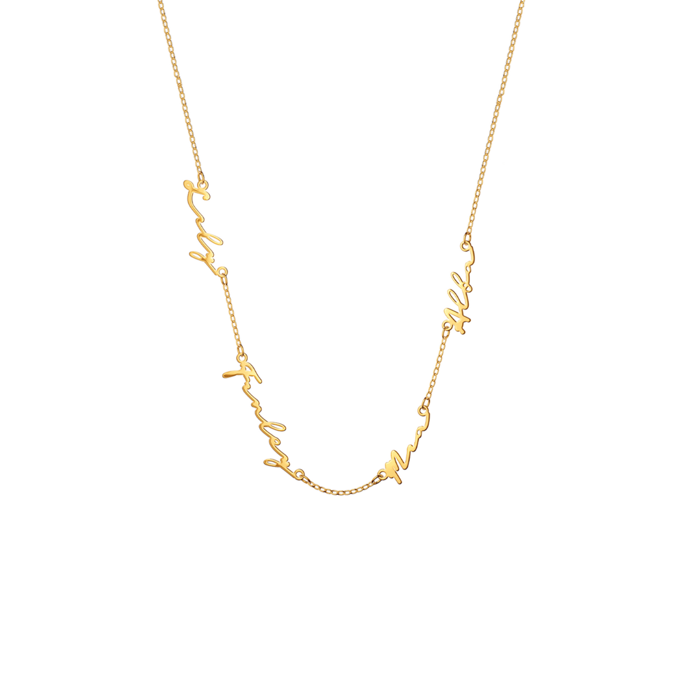 Multi Signature Name Necklace (Gold)