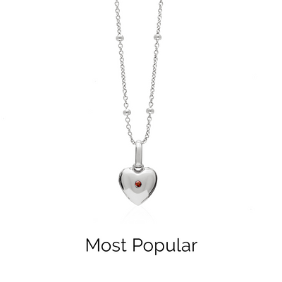 Heart Photo Locket Sphere Necklace (Silver)