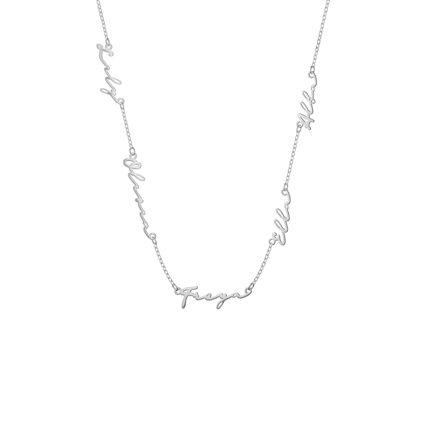 Multi Signature Name Necklace (Silver)