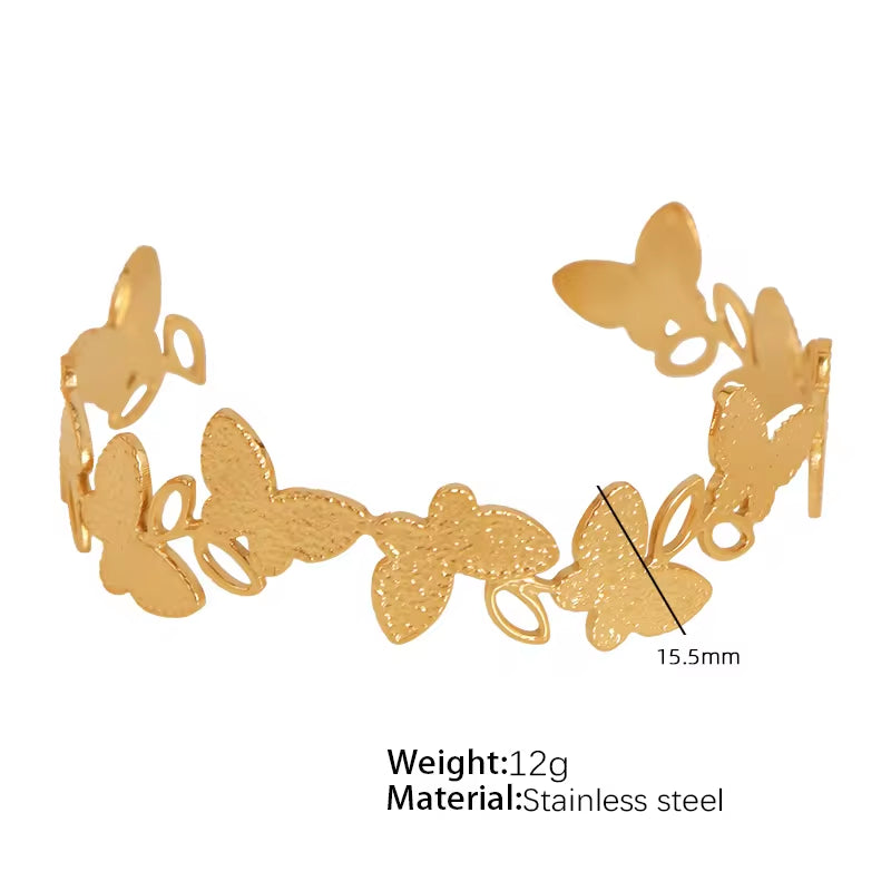 JEWELRY SZ19-24 2024 Vintage Heavy Textured Feeling Water Wave Design Open Bangle Stainless Steel Bracelet Wholesale