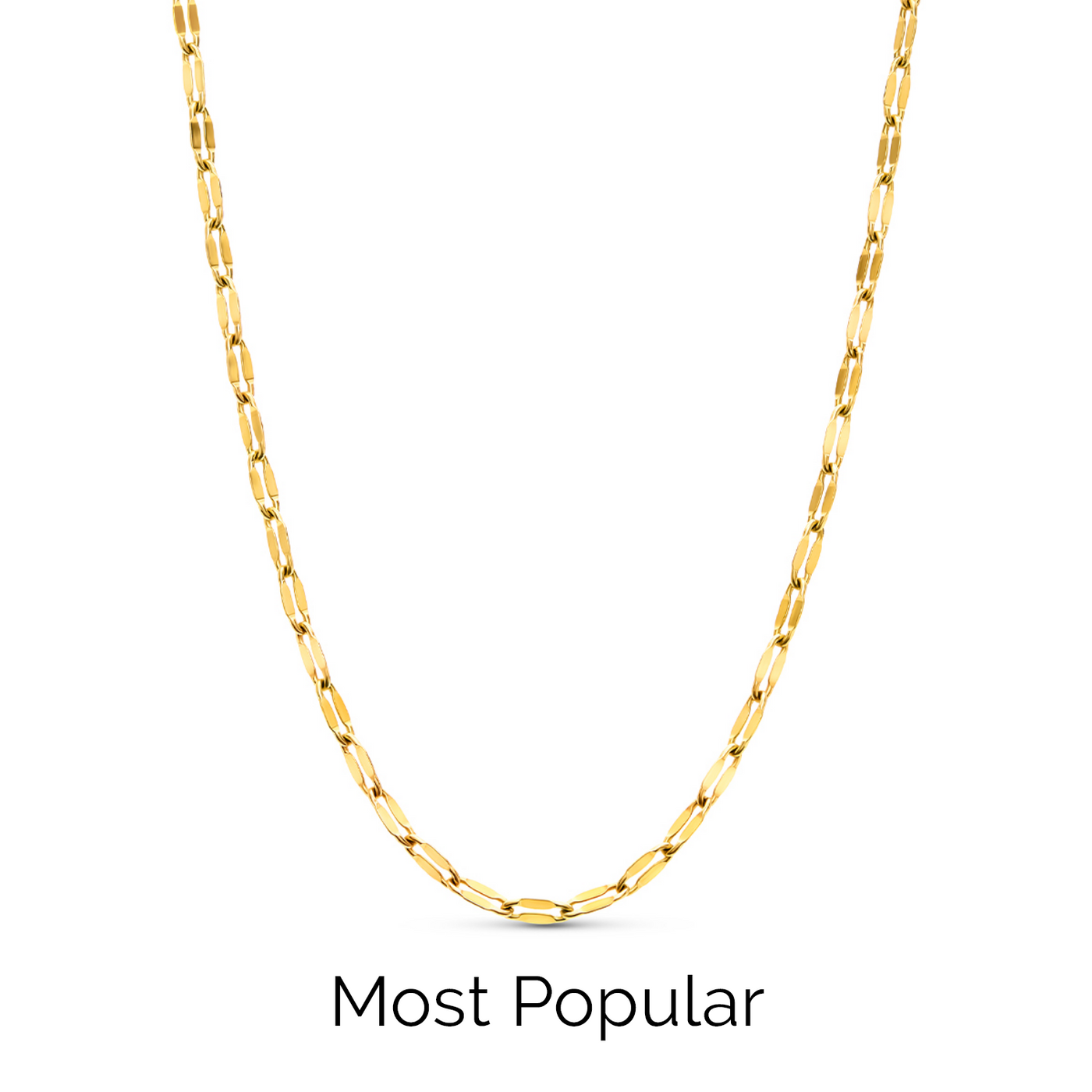 Layering Paperclip Diamond Cut Chain Necklace (Gold)