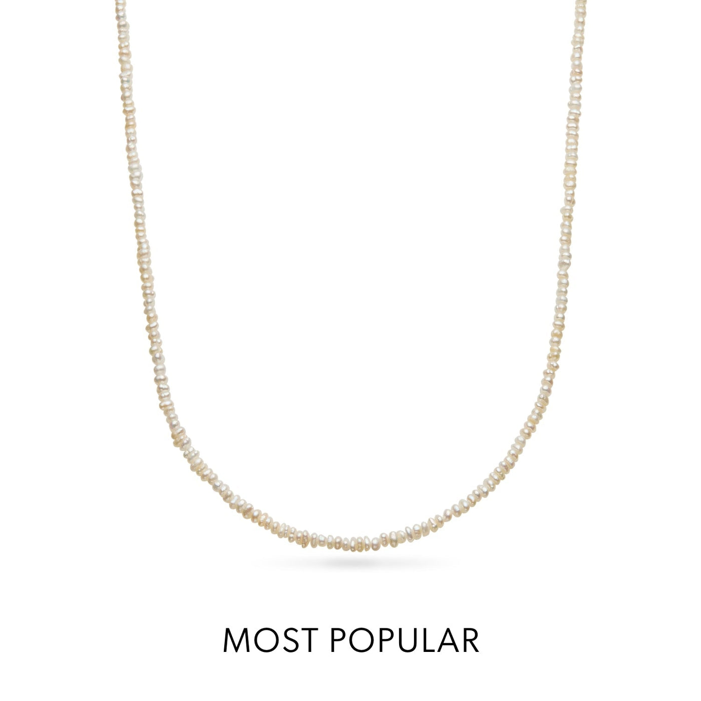 Layering Mini Freshwater Pearl Beaded Necklace (Silver)