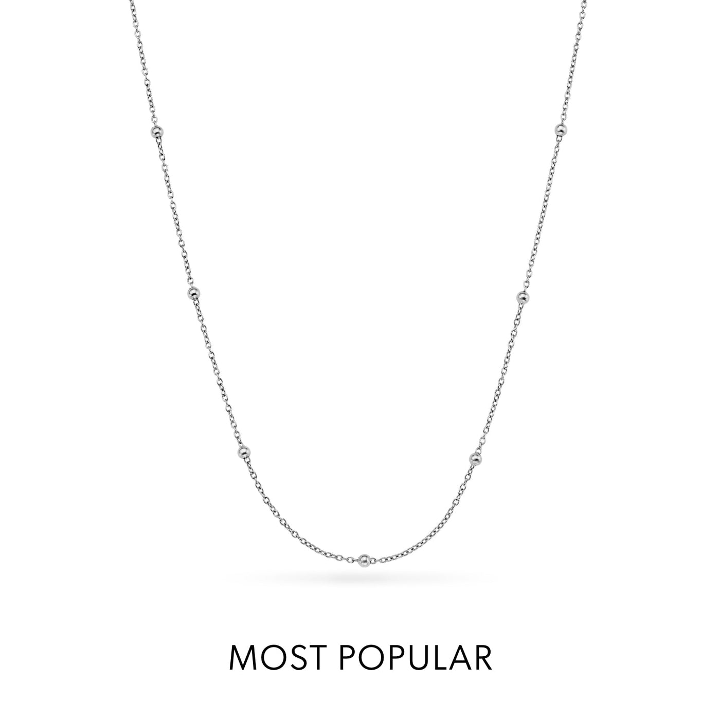 Layering Sphere Chain Necklace 16-18 in (Silver) - Sterling Silver