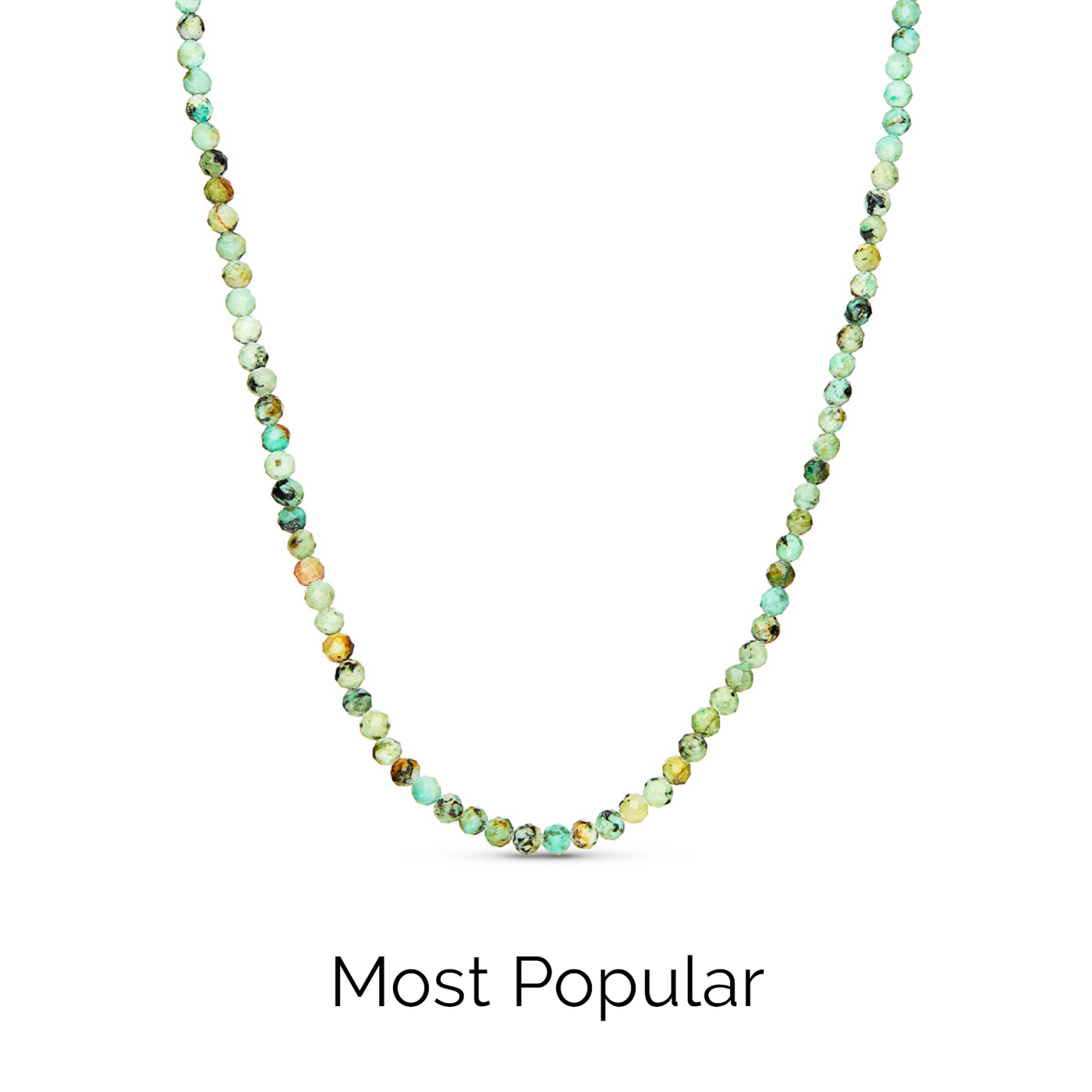 Layering Green Turquoise Beaded Necklace (Gold)