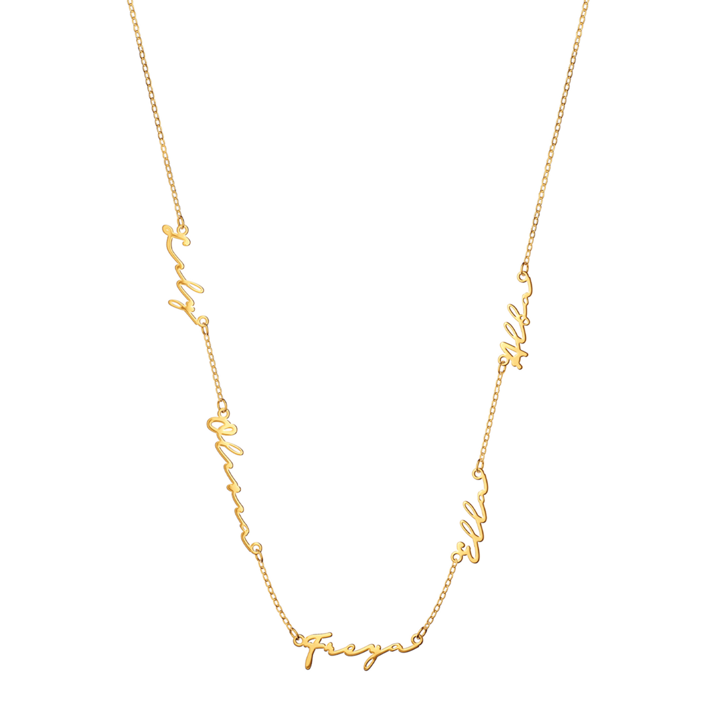 Multi Signature Name Necklace (Gold)