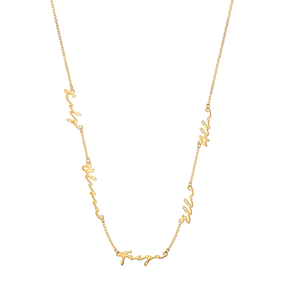 Multi Signature Name Necklace (Gold)