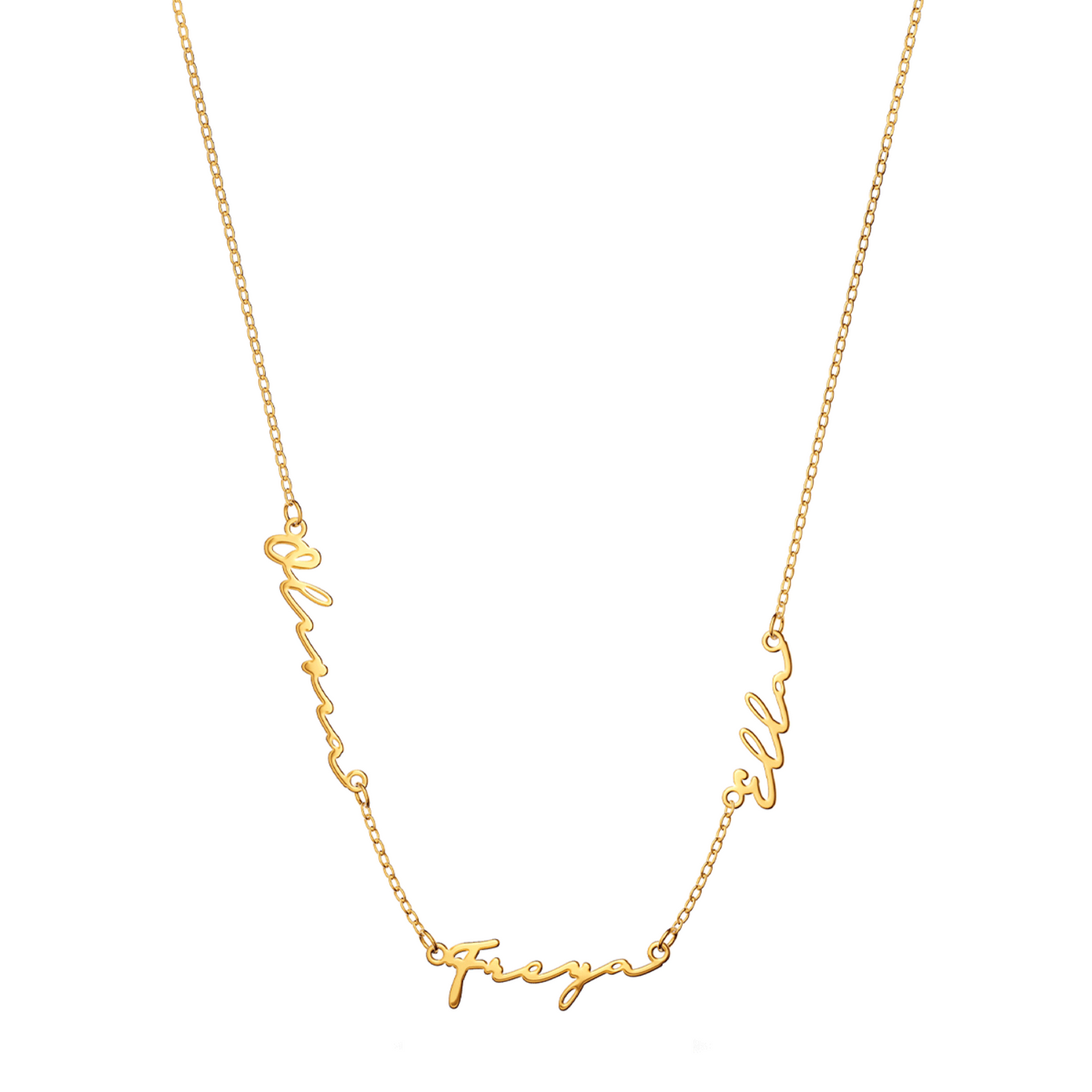 Multi Signature Name Necklace (Gold)