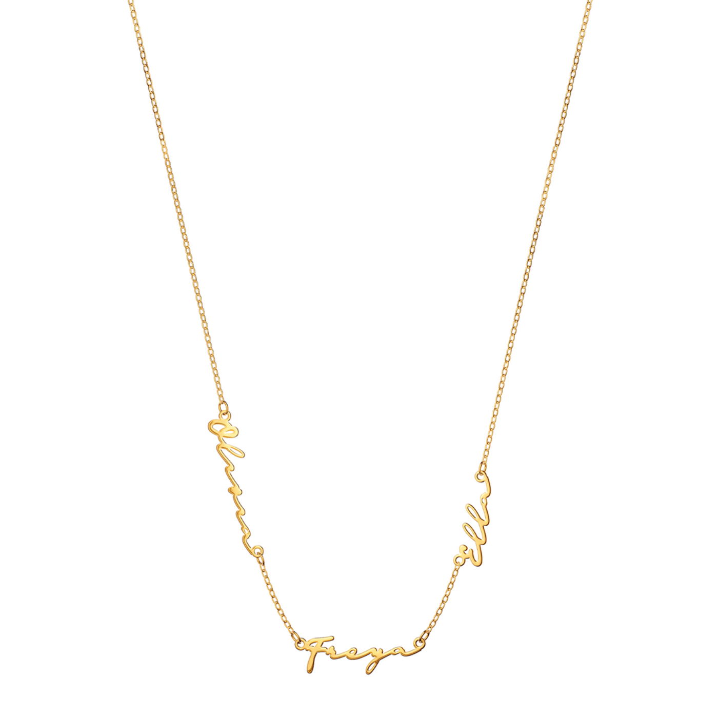 Multi Signature Name Necklace (Gold)