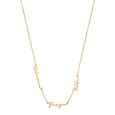 Multi Signature Name Necklace (Gold)
