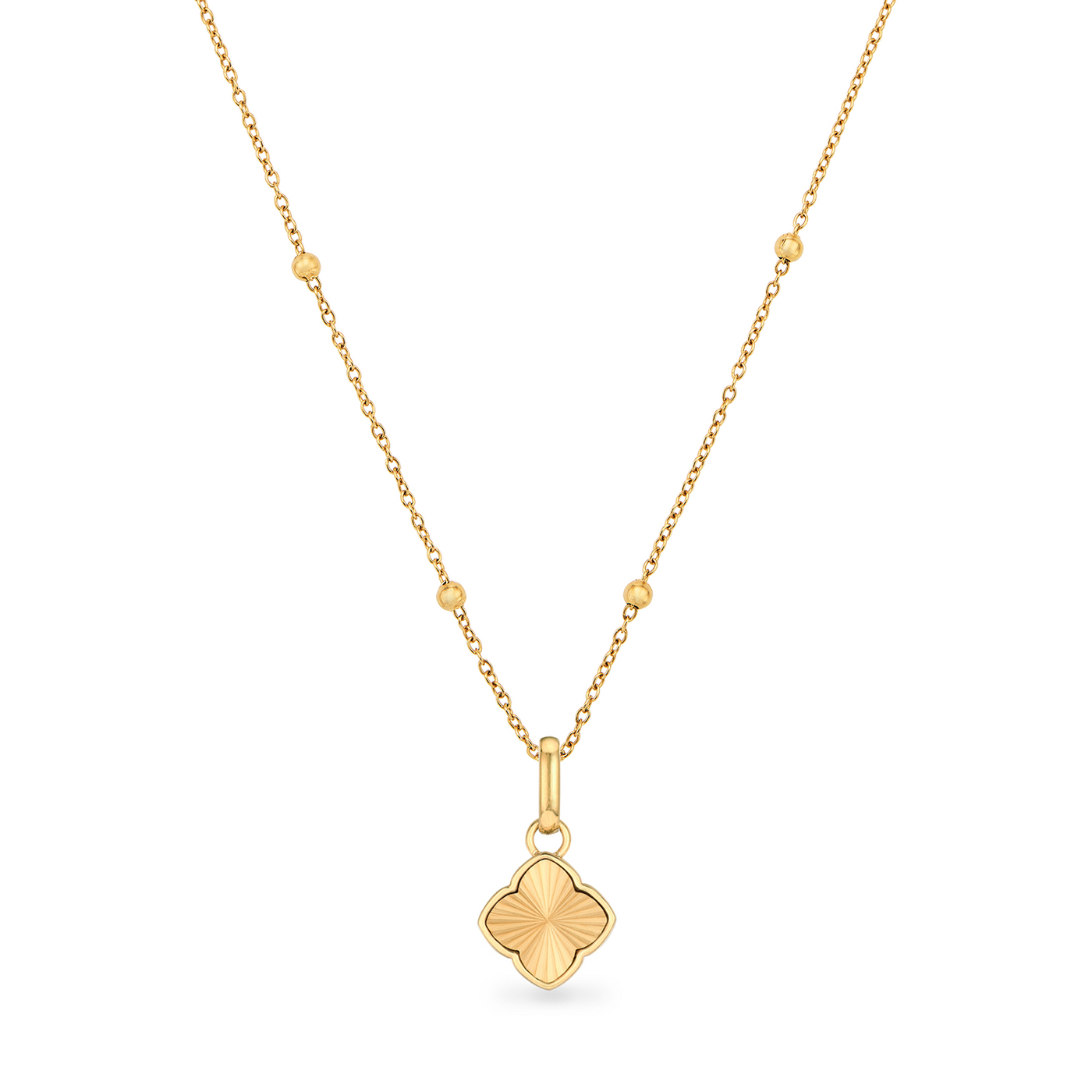 Textured Clover Necklace (Gold)