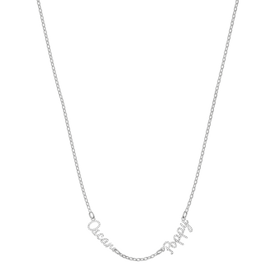 Multi Crystal Cursive Name Necklace (Silver)