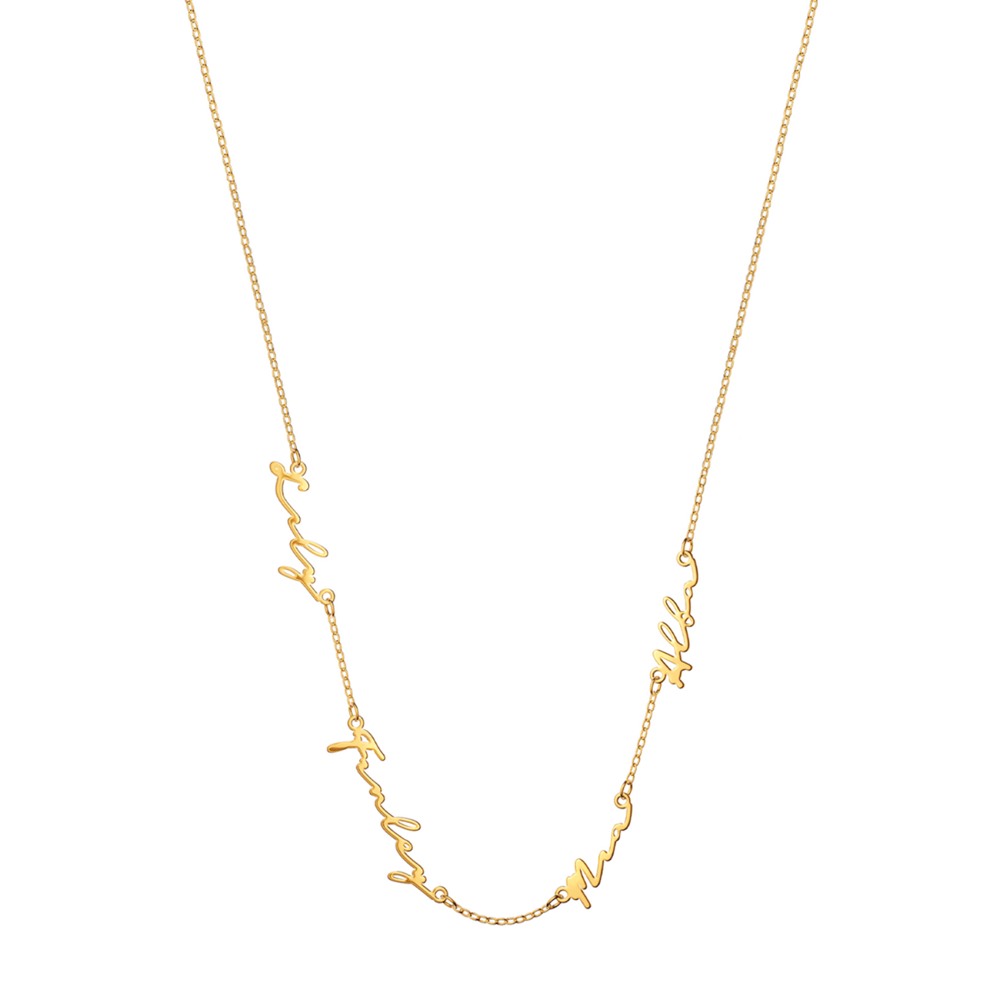Multi Signature Name Necklace (Gold)