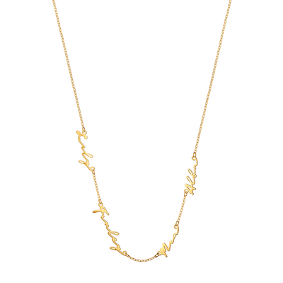 Multi Signature Name Necklace (Gold)