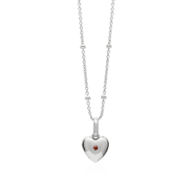 Heart Photo Locket Sphere Necklace (Silver)