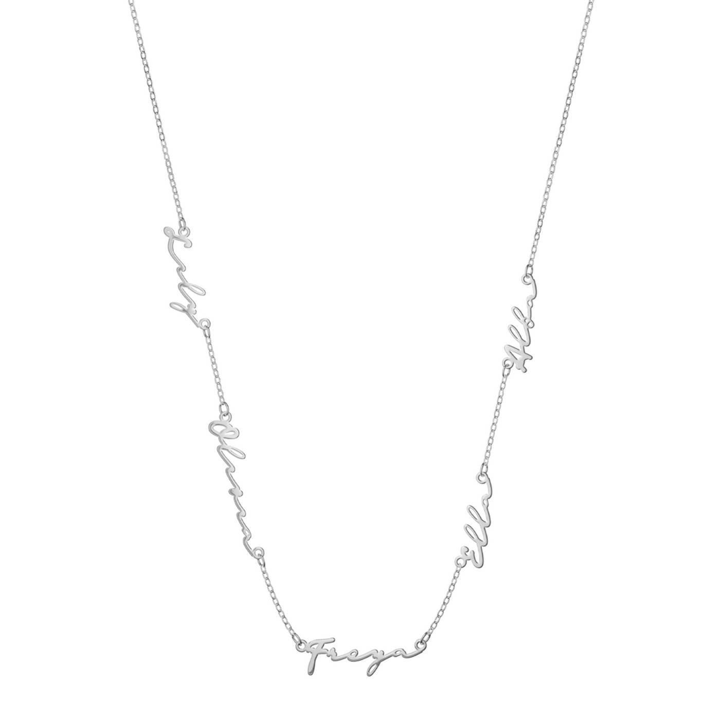 Multi Signature Name Necklace (Silver)