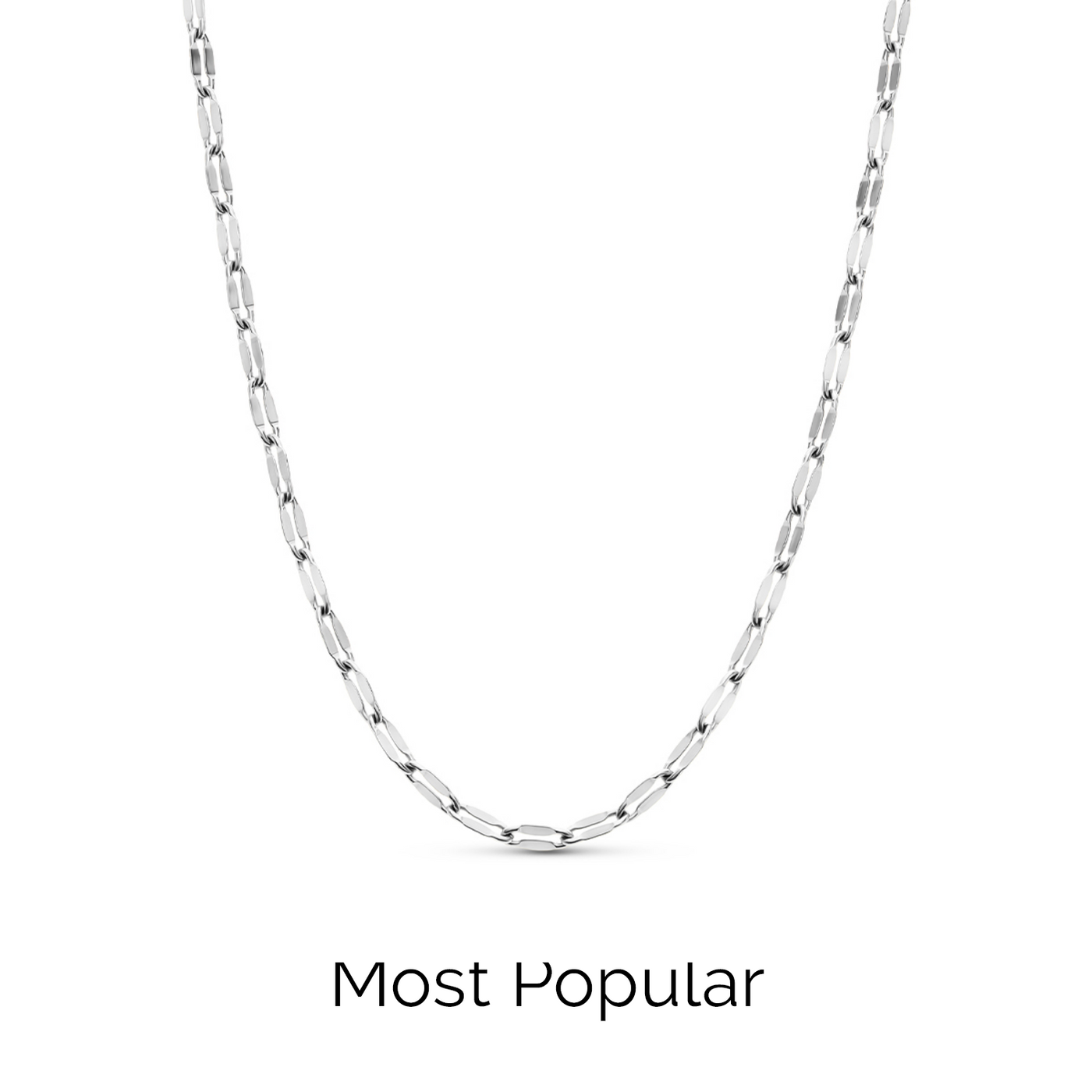 Paperclip Diamond Cut Chain Necklace (Silver)