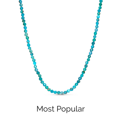 Layering Blue Apatite Beaded Necklace (Gold)