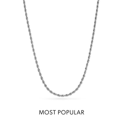 Small Rope Chain Necklace (Silver)