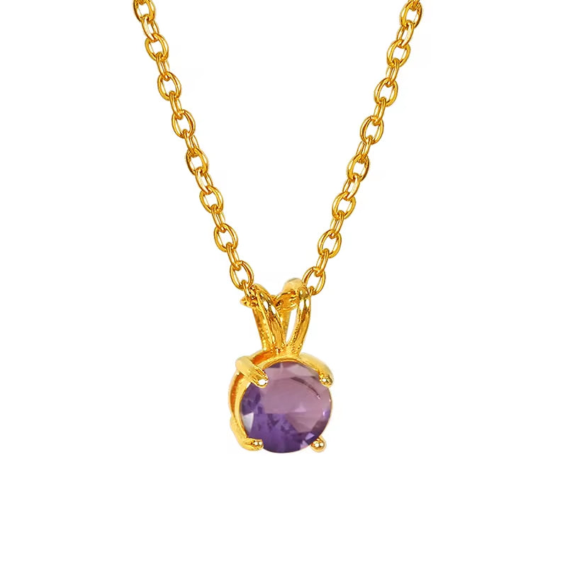 JEWELRY XL68 French Style Collarbone Chain Natural Gemstone Pendant Collarbone Necklace Stainless Steel Necklace