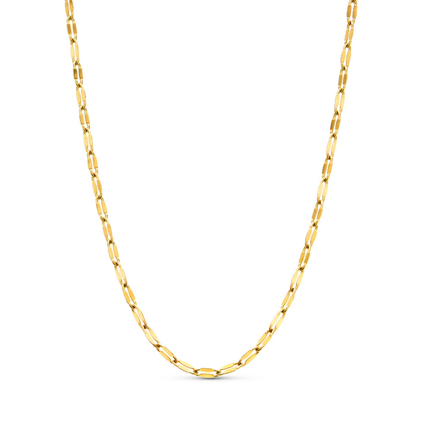 Paperclip Diamond Cut Chain Necklace (Gold)