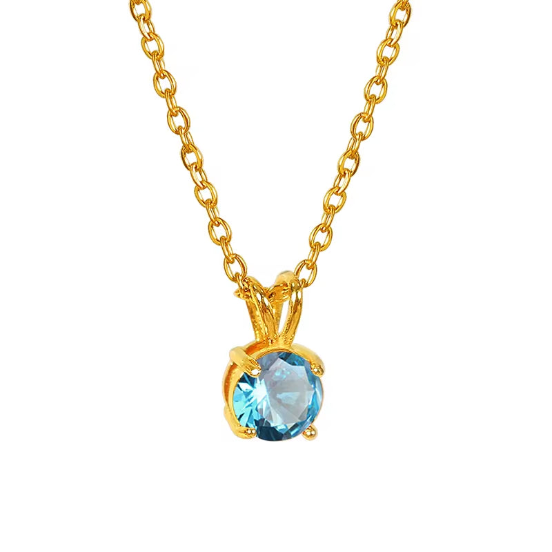 JEWELRY XL68 French Style Collarbone Chain Natural Gemstone Pendant Collarbone Necklace Stainless Steel Necklace