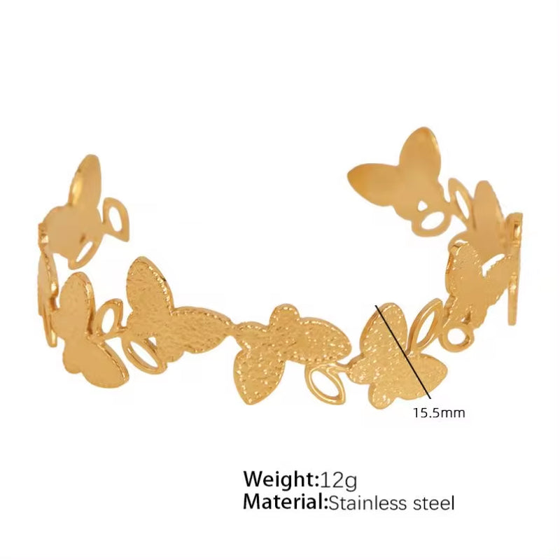 JEWELRY SZ19-24 2024 Vintage Heavy Textured Feeling Water Wave Design Open Bangle Stainless Steel Bracelet Wholesale